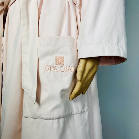 Spa Ojai Luxury Bath Robe Terry Cloth Lined w/ Pockets Blush Pink Sz S - Picture 3 of 14